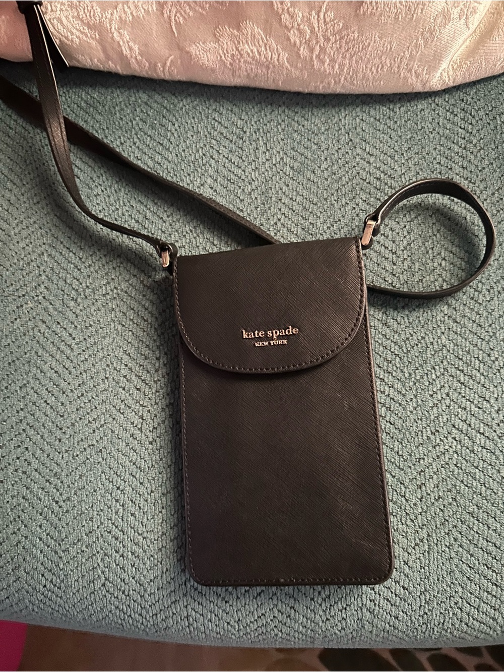 kate spade black saffiano crossbody phone pouch